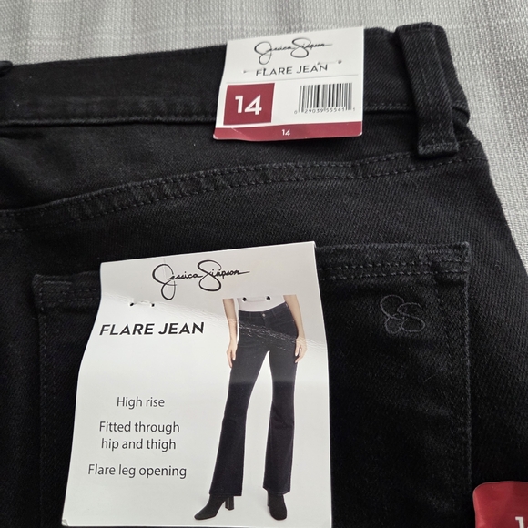 Jessica Simpson High Rise Flare Jeans Black Rinse Size 14 NWT - Picture 1 of 5